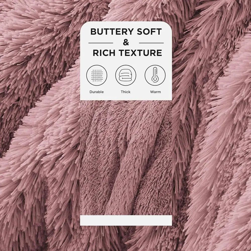 Queen Size Plush Sherpa Blanket | Cozy Warm Faux Fur Throw