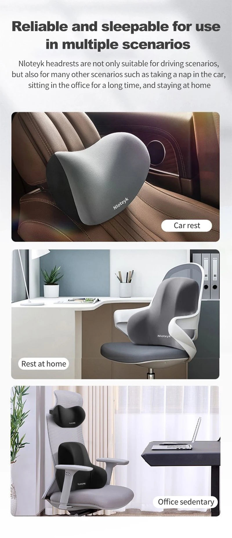 Memory Foam Car Neck Pillow | Breathable Lumbar Support Cushion