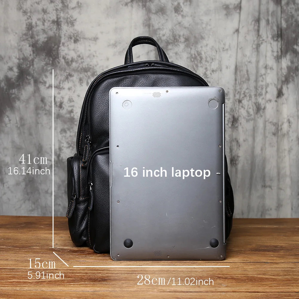 Stylish Leather Men's Backpack for Travel & School | 16-Inch Laptop Bag