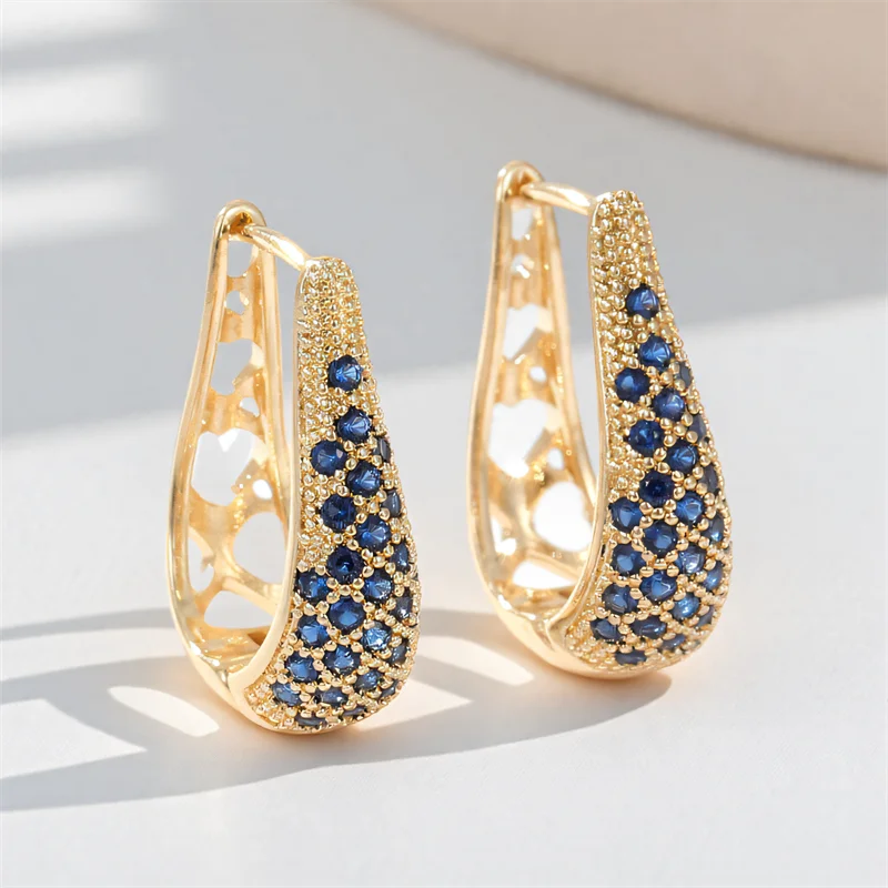 Elegant Green Crystal Hoop Earrings | Vintage Gold Color Jewelry