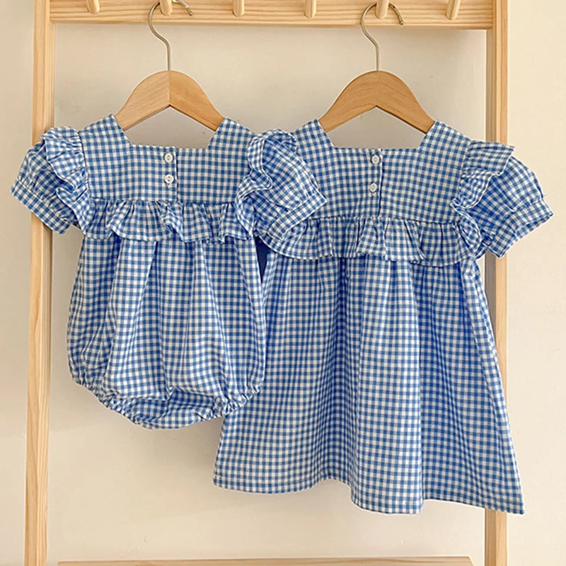 Stylish Summer Grid Jumpsuit for Baby Girls | Adorable & Comfy
