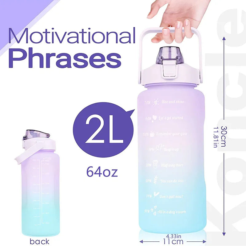 Motivational 2-Liter Water Bottle | Leak-Proof Sports Cup