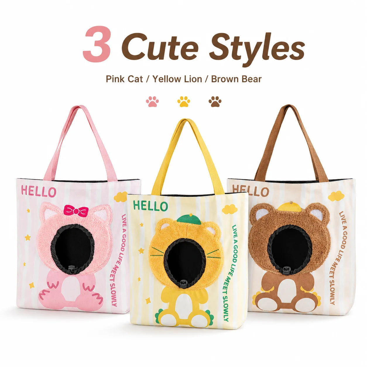 Portable Small Pet Carrier | Large Capacity Cartoon Canvas Bag