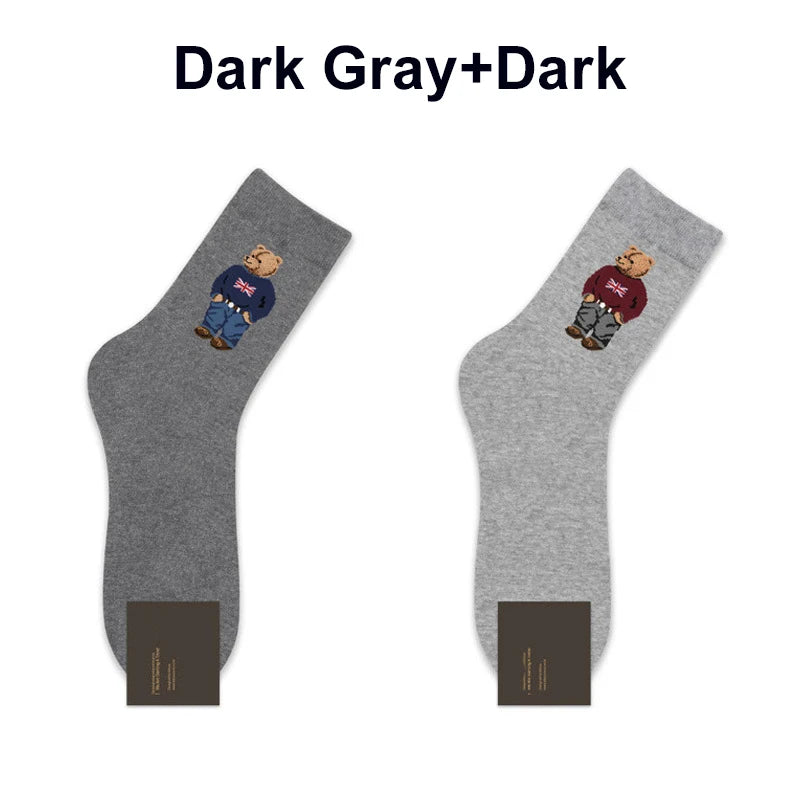 Men's Cartoon Bear Socks | Fun & Breathable Skateboard Socks