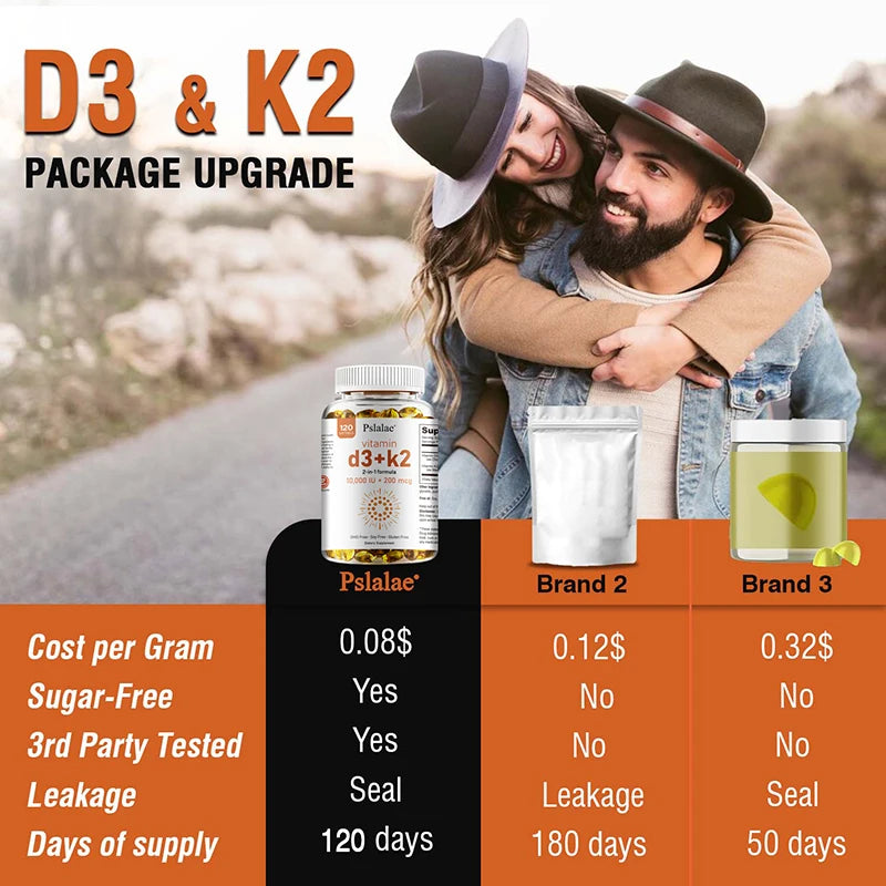 Vitamin D3 10000 IU with K2 200 Mcg | Immune & Joint Support