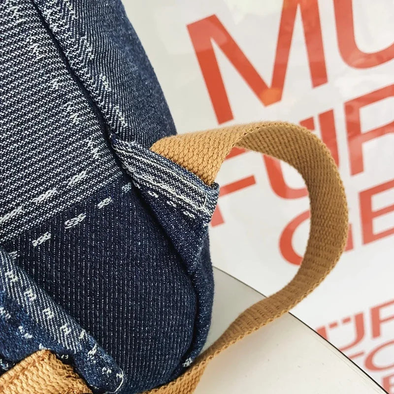 Trendy Washed Denim Backpack | Stylish College Laptop Bag
