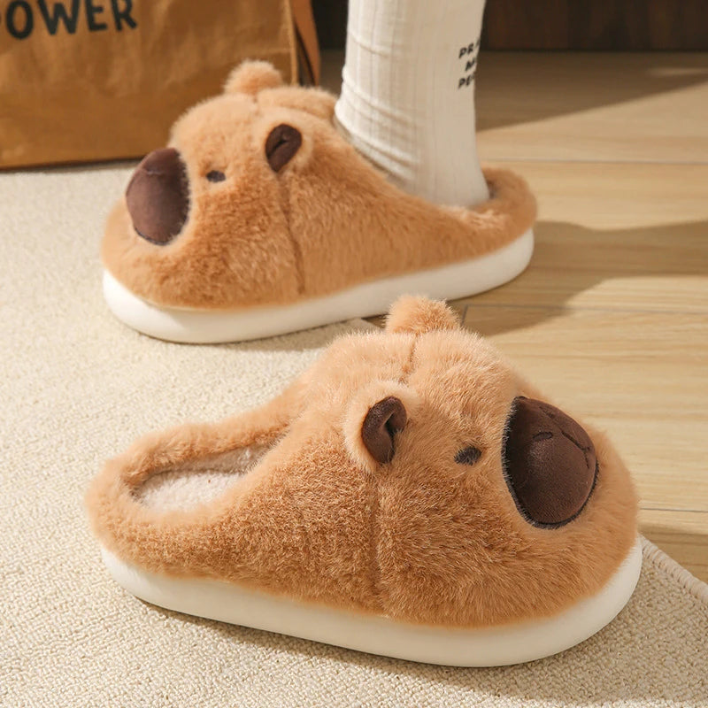 Women's Cute Plush Capybara Slippers | Cozy Indoor House Shoes