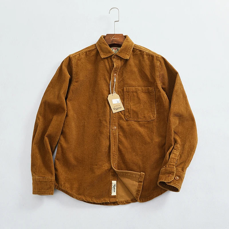 Men's Chunky Corduroy Long Sleeve Shirt | Stylish Autumn Essential