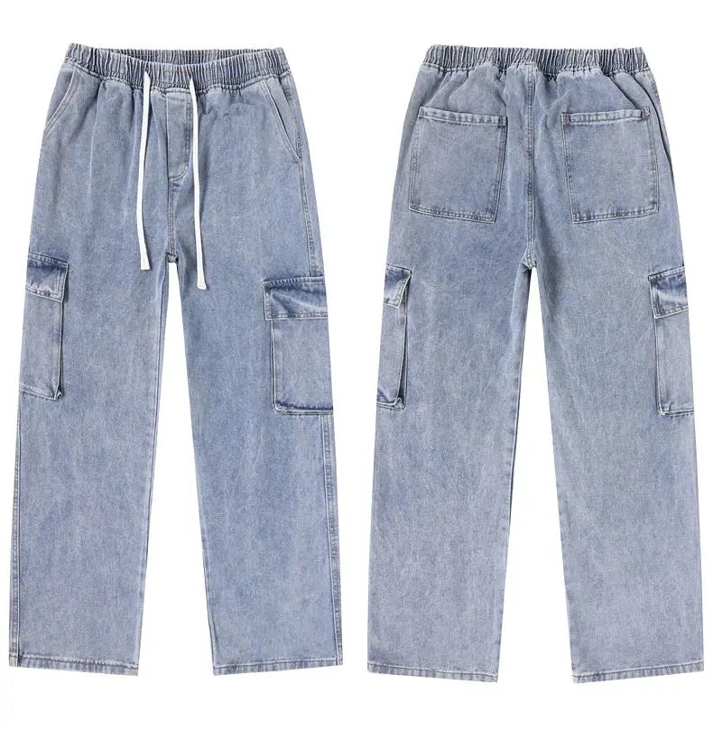 Men's Baggy Cargo Jeans with Elastic Waist | Casual Vintage Style