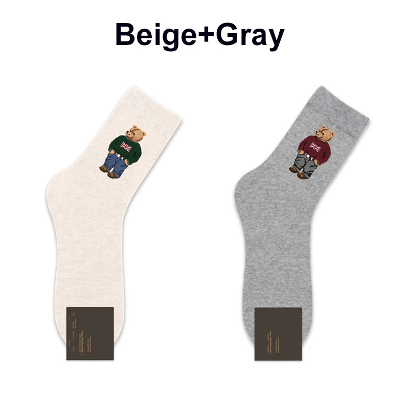 Men's Cartoon Bear Socks | Fun & Breathable Skateboard Socks