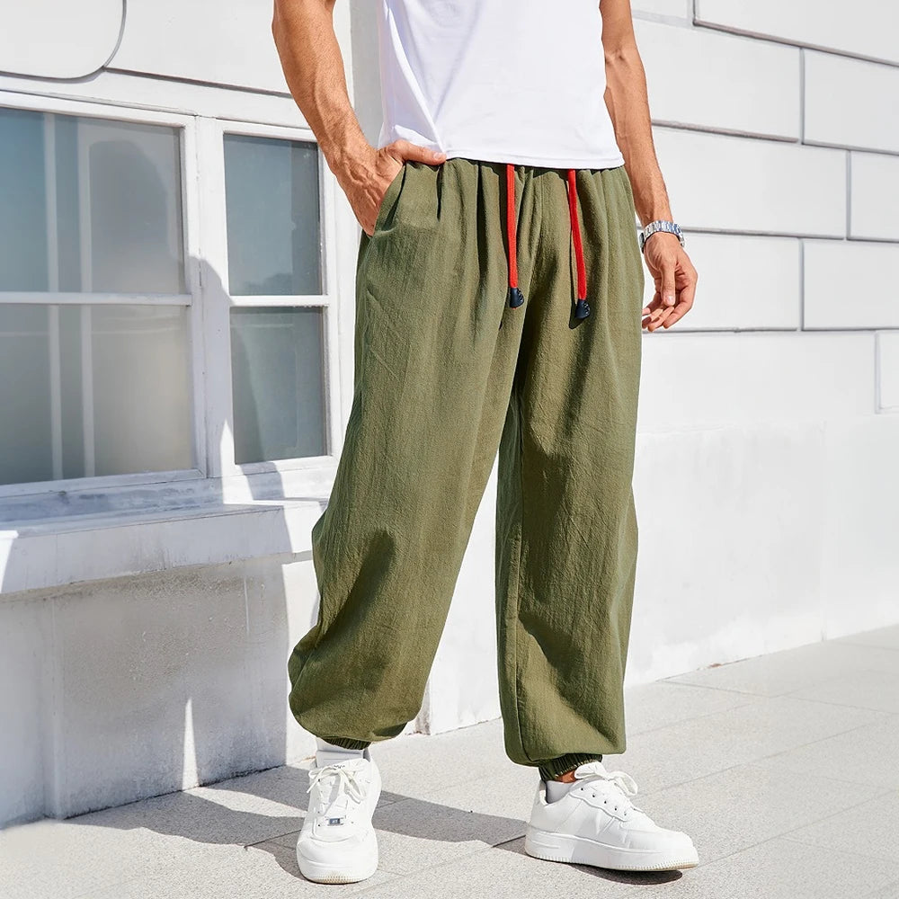 Men's Loose Fit Harem Pants | Cozy Cotton-Linen Lounge Joggers