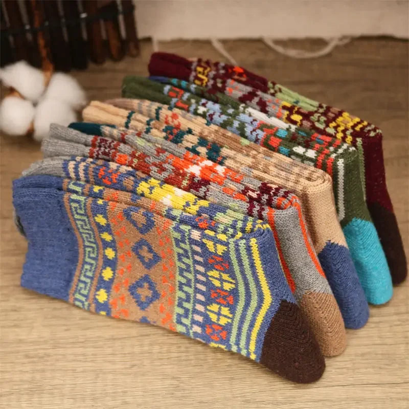 5 Pairs Cozy Winter Men's Socks | Warm & Stylish Designs
