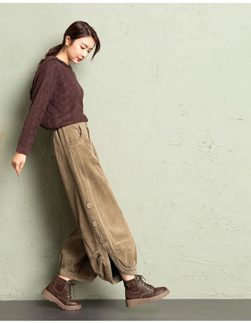 Women’s Warm Corduroy Harem Trousers | Casual Streetwear Pants 2026