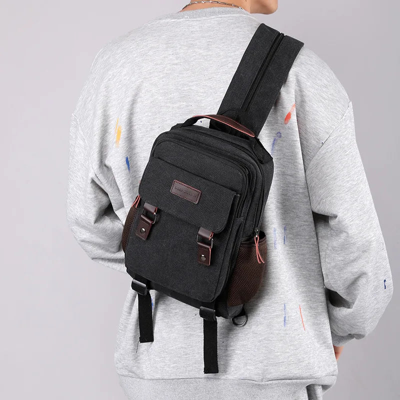 Multifunctional Canvas Chest Bag | Sleek Travel Companion