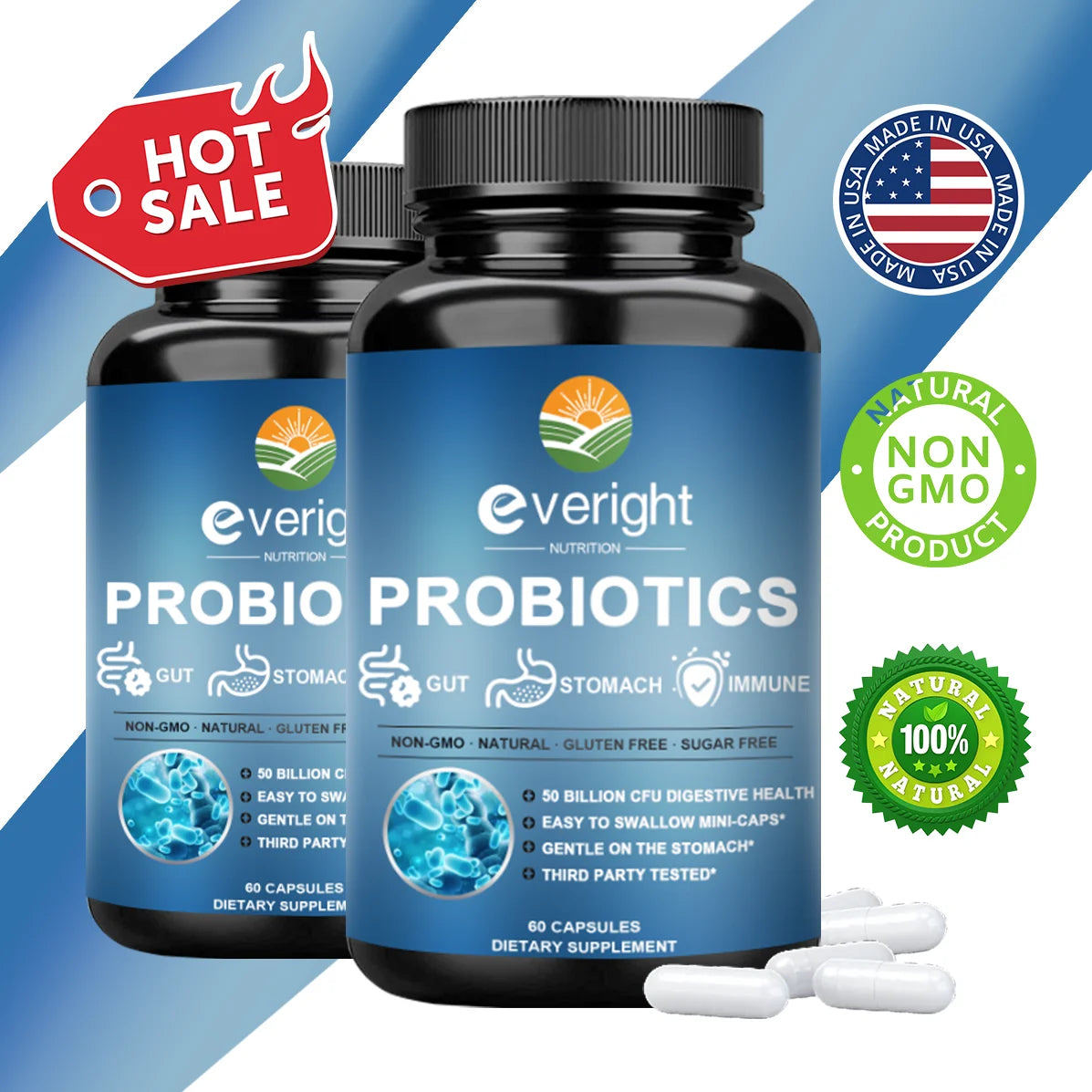50 Billion CFU Probiotics | Daily Digestive & Gut Health Support
