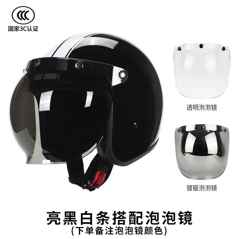 Retro Japanese Style Mouth Helmet | Personalized 3/4 Jet Casco