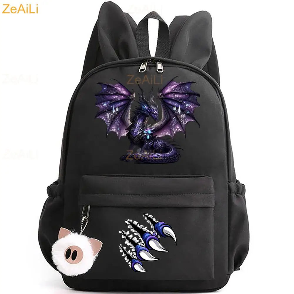 Retro Wolf Head Paw Backpack | Stylish Casual School Rucksack