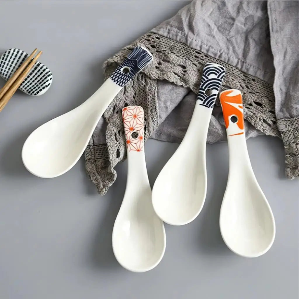 Ceramic Multi-Function Spoon | Japanese Style Tableware for Kitchen