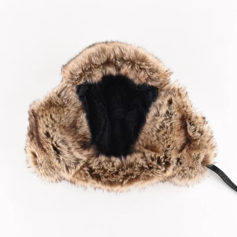 Plus Size Faux Fur Bomber Hat | Winter Windproof Trapper Cap