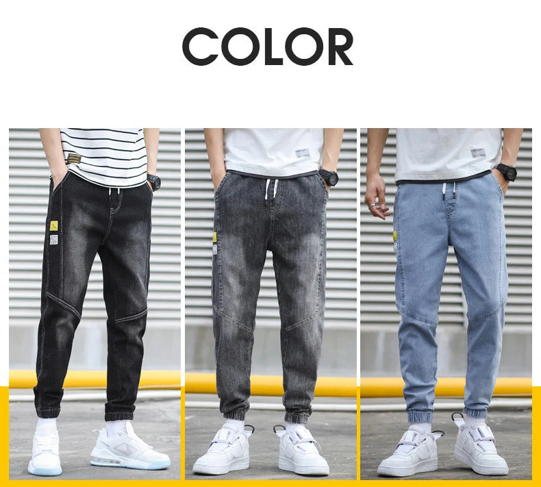 Men's Harem Denim Cargo Pants | Casual Streetwear Joggers