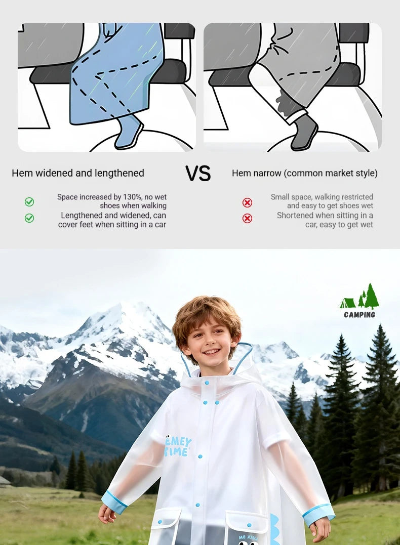 Boys, girls, primary school students special waterproof rainstorm proof 2026 new raincoat with school bag