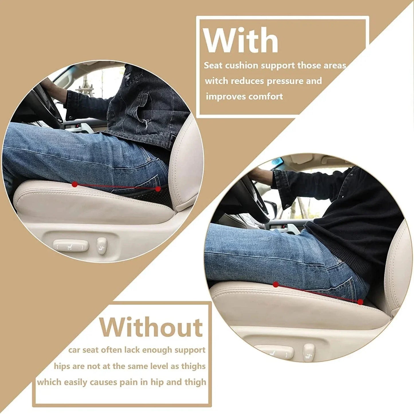 2 in 1 Memory Foam Car Seat Cushion & Lumbar Support Pillow