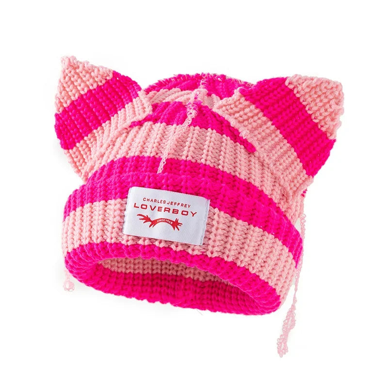 Unisex Cat Ear Beanie | Warm Crochet Knitted Skullies Hat