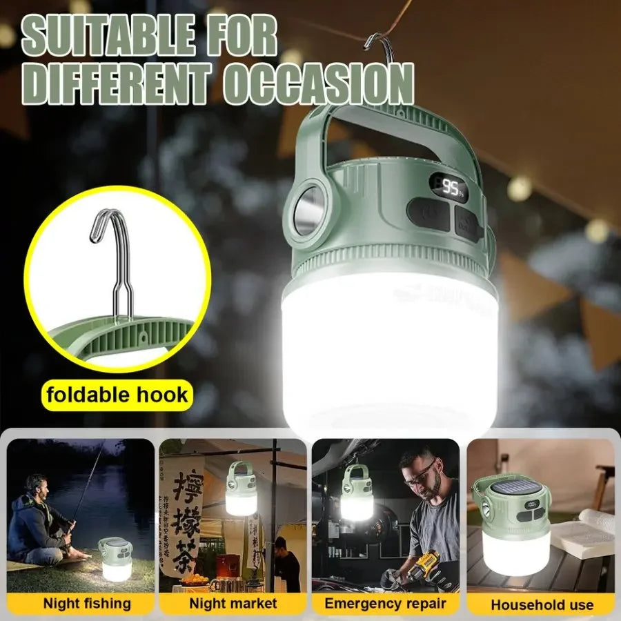 Portable Solar LED Camping Lantern | Lightweight Night Lamp