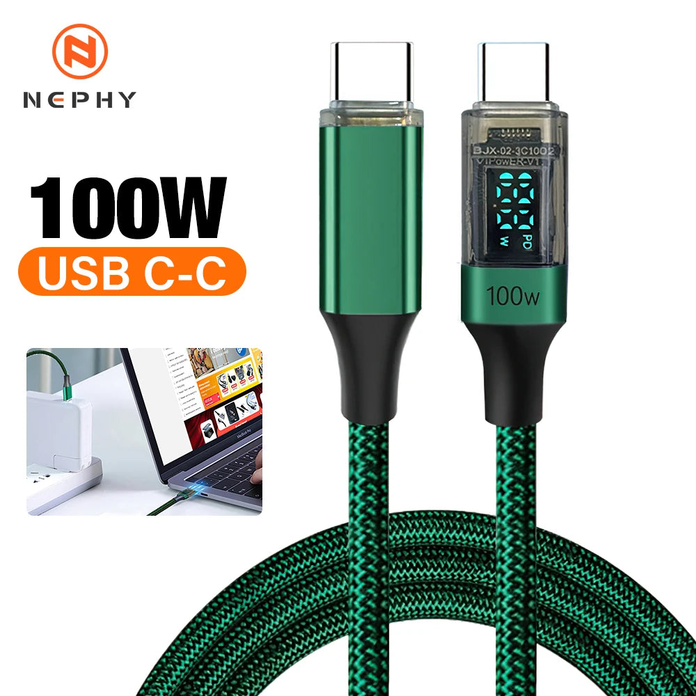 High-Speed USB C Cable with Digital Display | 100W Charging