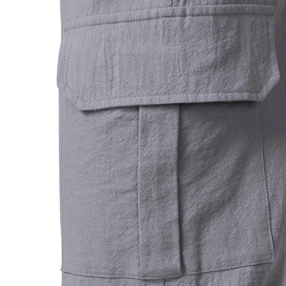 Men's Cotton Linen Multi-Pocket Trousers | Stylish & Functional Fit