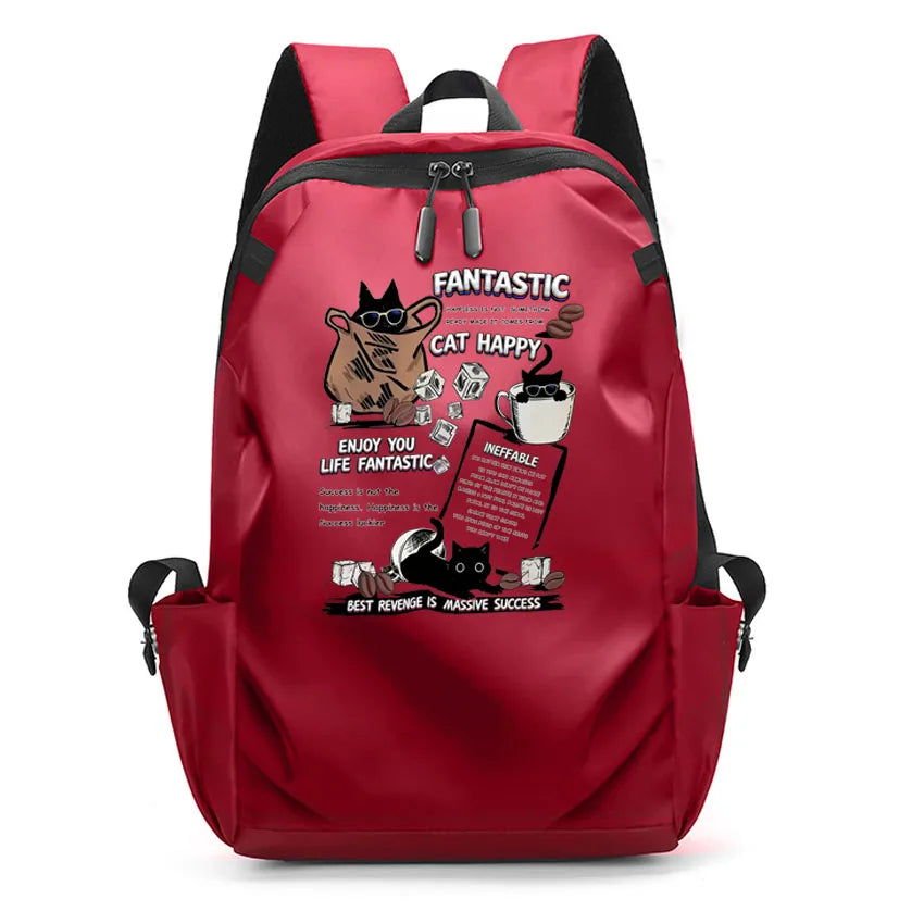 Cute Waterproof Men's Business Laptop Backpack with Cat Print