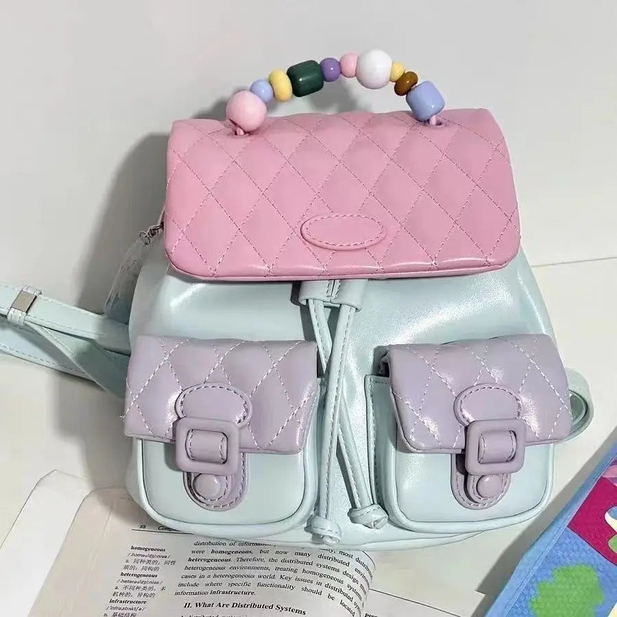 Versatile Women's Retro Style Mini Backpack | Chic Patchwork Design
