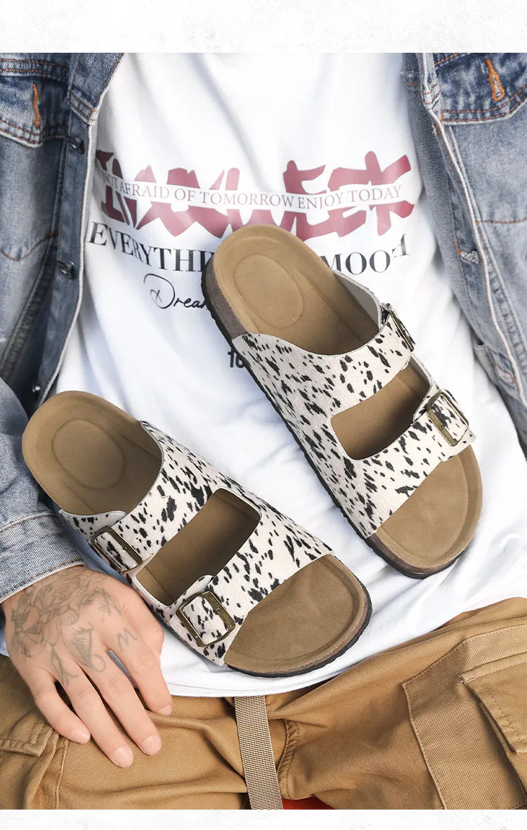 Summer Bestseller Cork Men's Flip-flops | Anti-slip Leopard Print Sandals