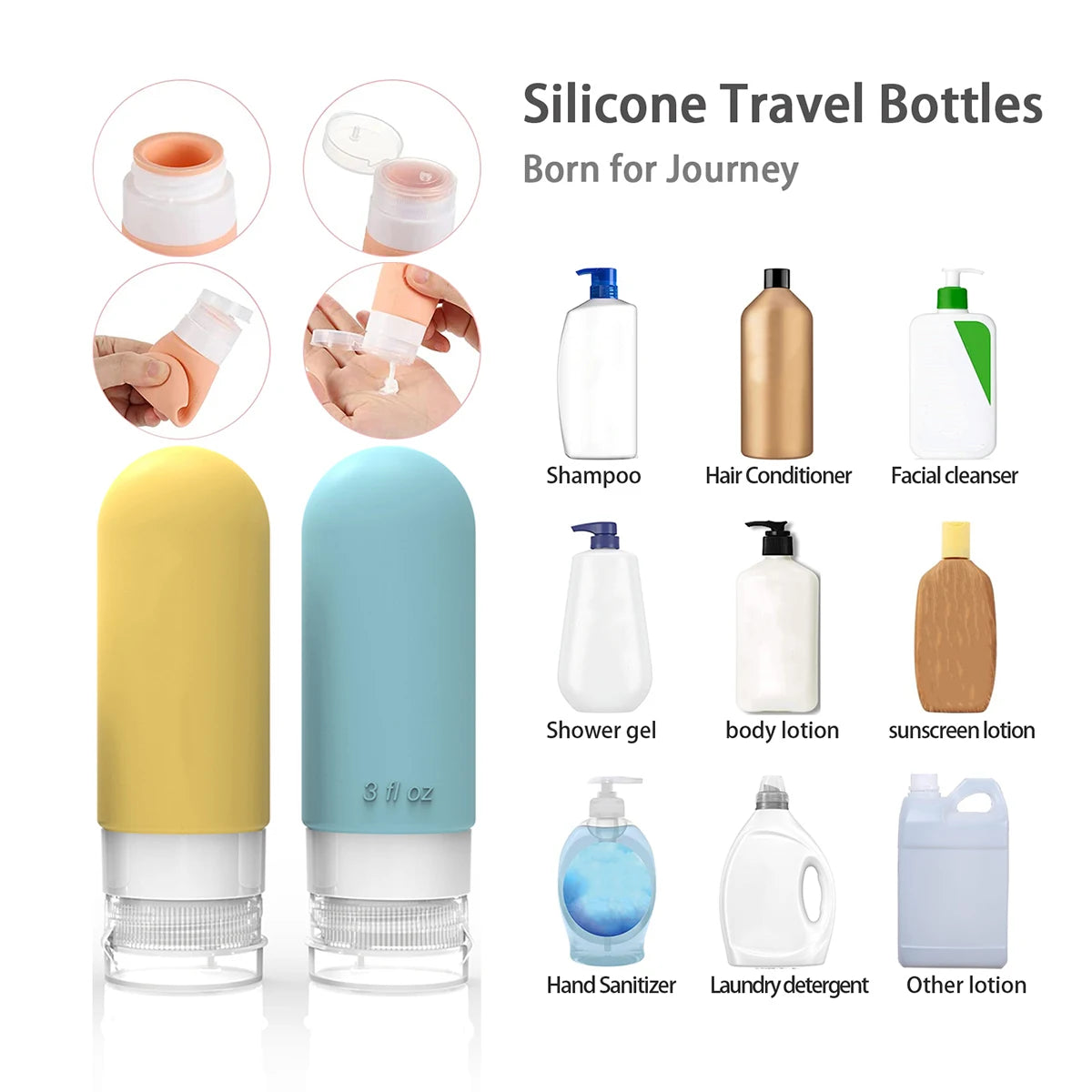 4 Piece Travel Bottle Set | Leak-Proof BPA Free Toiletry Containers