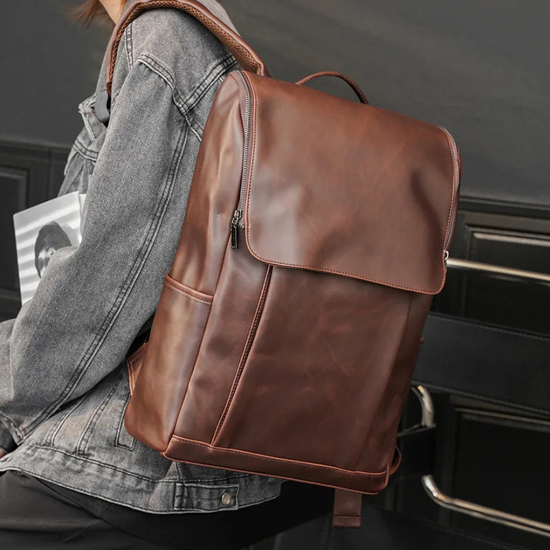 Men's Vintage Leather Backpack | Large Capacity Multifunctional Bag
