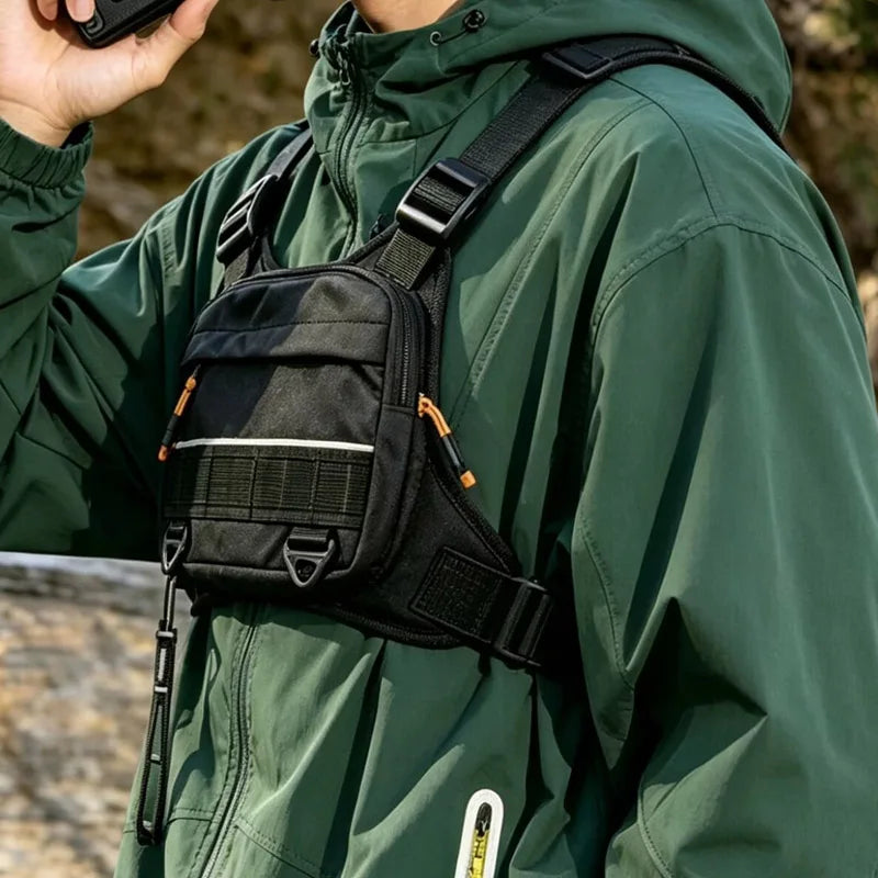 OutdoorStreetwear Men Chest Bag Trend Unisex Tactical Vest Backpack Multi-function Vest Pocket Sport Running Travel Chest Pack