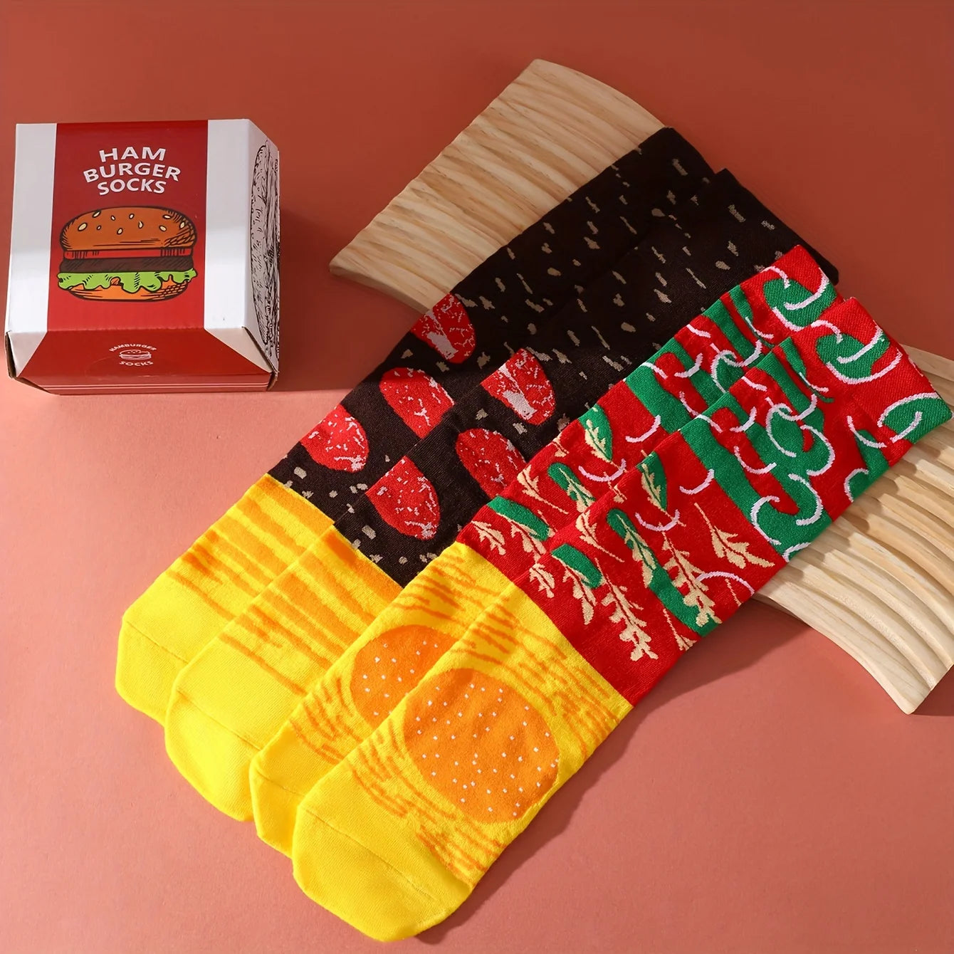 Colorful Halloween Burger Socks for Men and Women | Fun & Cozy