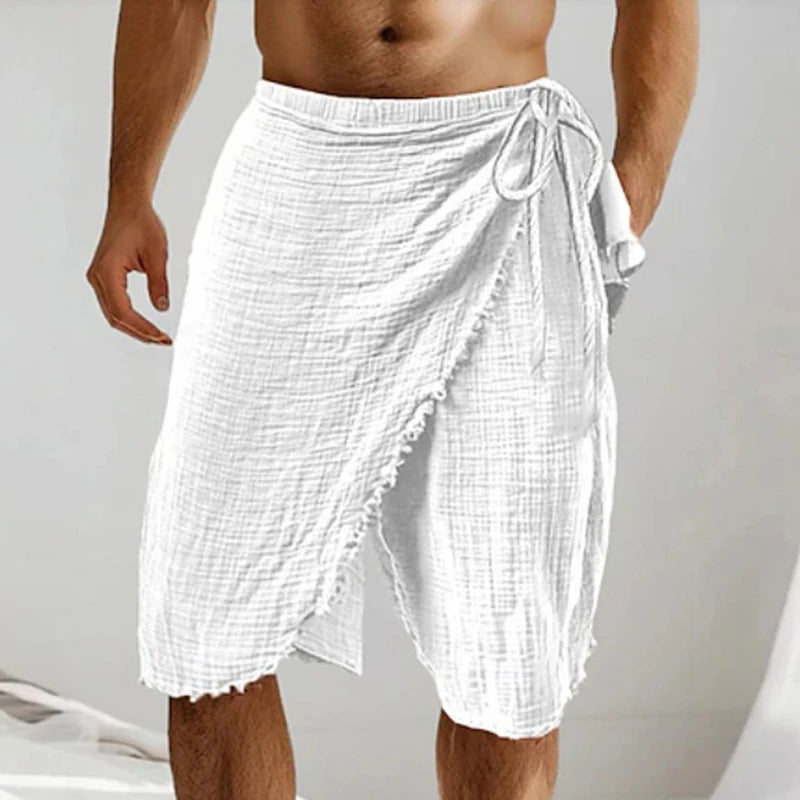 Men's Vintage Casual Drawstring Linen Shorts for Summer Comfort