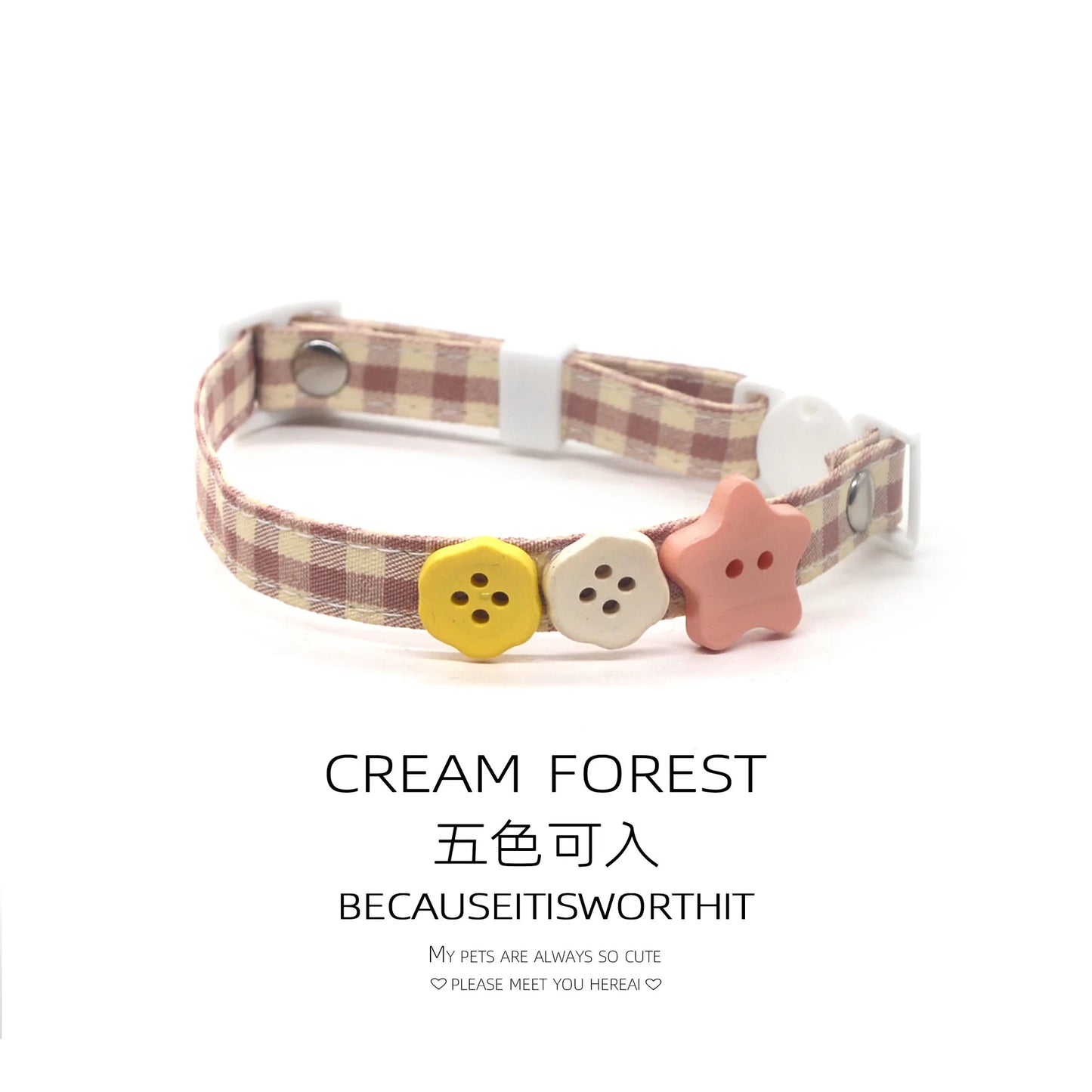 Plaid Pet Collar Necklace | Trendy Cartoon Style with Safety Buckle
