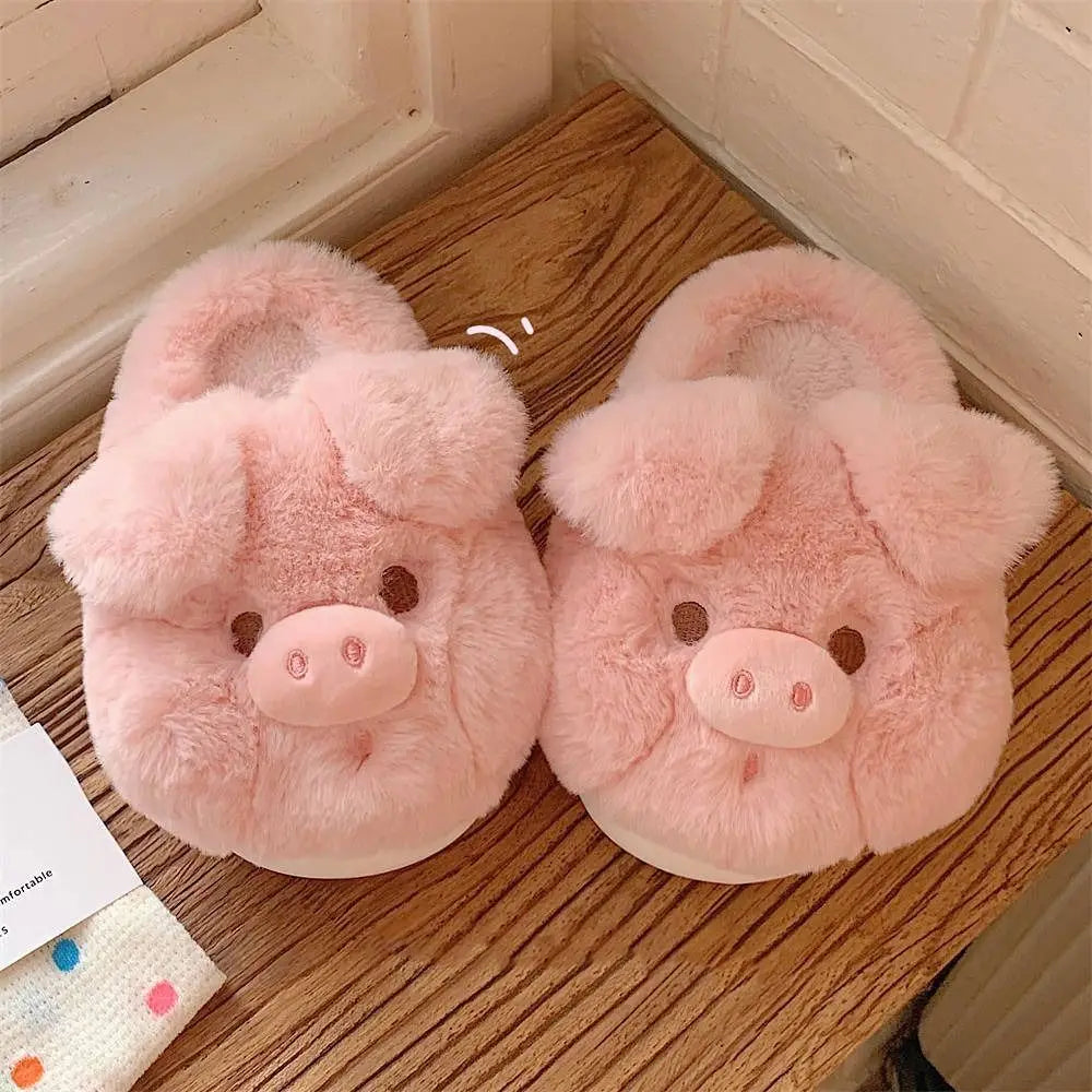 Cute Pig Plush Slippers for Kids | Adorable Winter Indoor Shoes