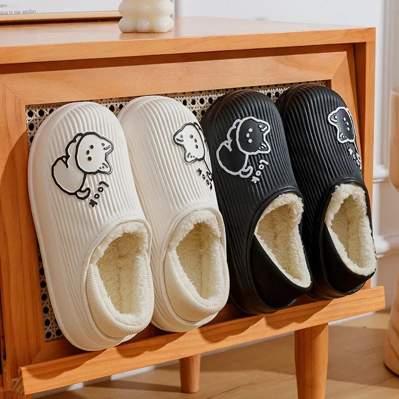 Unisex Waterproof Plush-Lined Slippers | Cozy Indoor Comfort Shoes