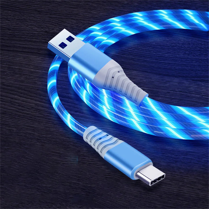 LED Glowing Charging Cables | Fast Micro USB & Type C Options