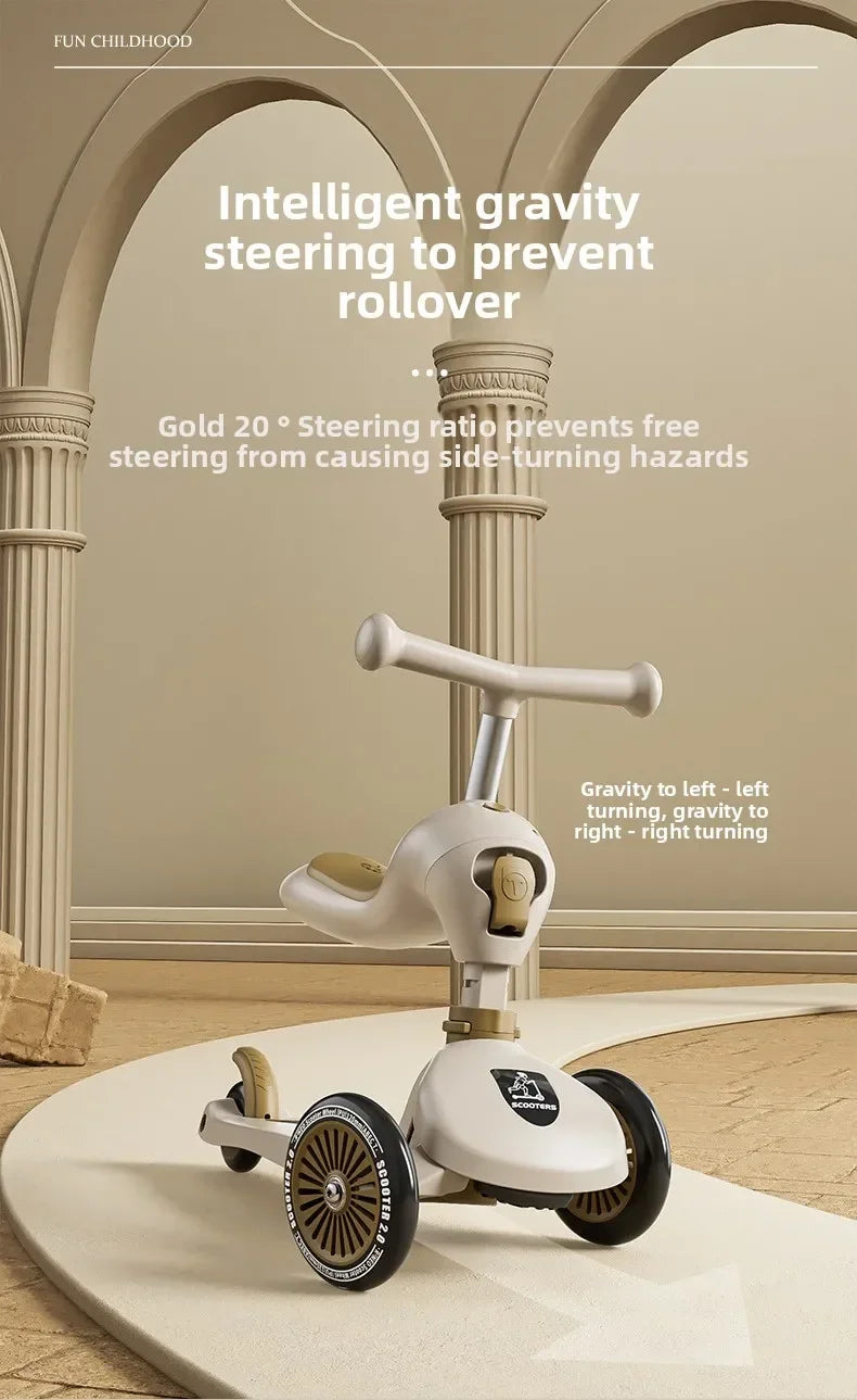 Foldable 3-Wheel Kids Scooter | Portable Musical Fun for Children