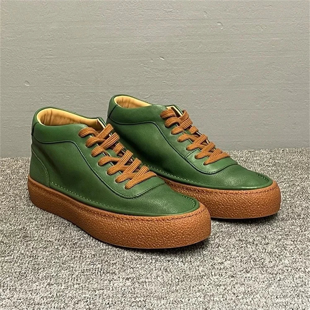 Comfortable High Top Green Boots for Men | Autumn Winter Footwear