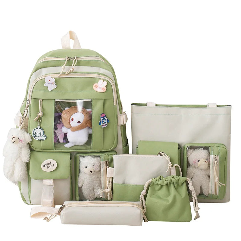 Large Capacity Kids Backpack | Versatile Nylon School Bag Set