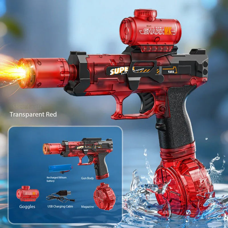 Electric With light Sprays Flame Effect High-speed Powerful Shooting Water Gun Toys Outdoor Beach Swimming Pool Shooting Game