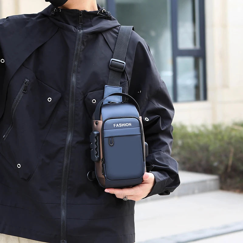 Men's Anti-Theft Sling Bag | USB Charging Crossbody Pack