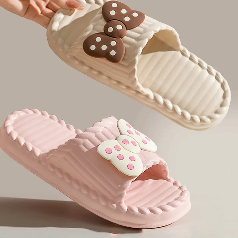 Cute Women's Summer Slippers with Bow Tie | Comfortable Beach Slides