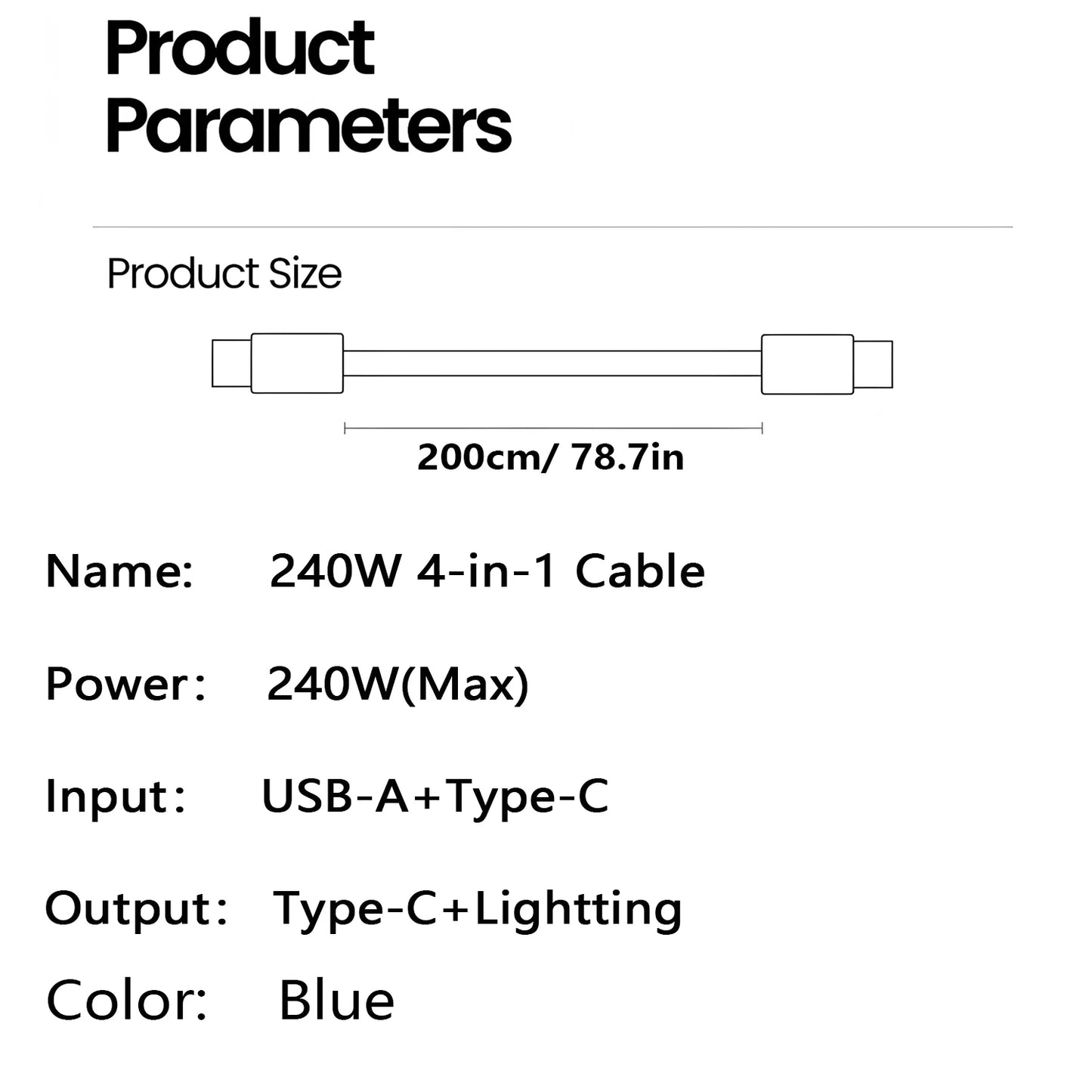 4 in 1 2m240W Spring Short Data Cable 6A USB Type C Spring Telescopic Quick Charger Wire Spring USB Cable for iPhone 15 14 13 12