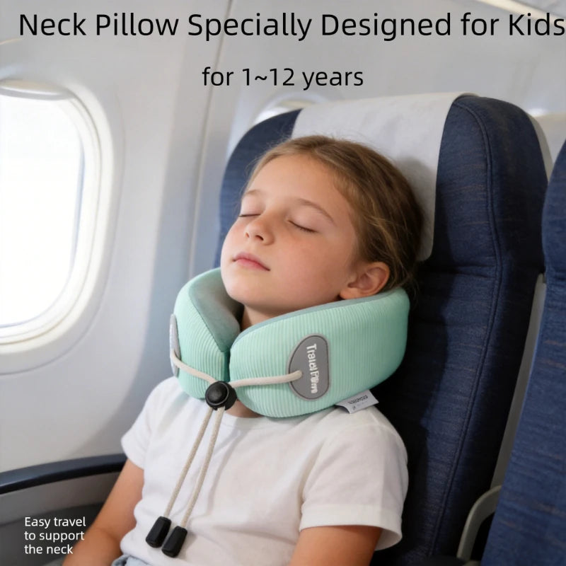 Kid-Friendly U-Shaped Memory Foam Neck Pillow for Travel Naps